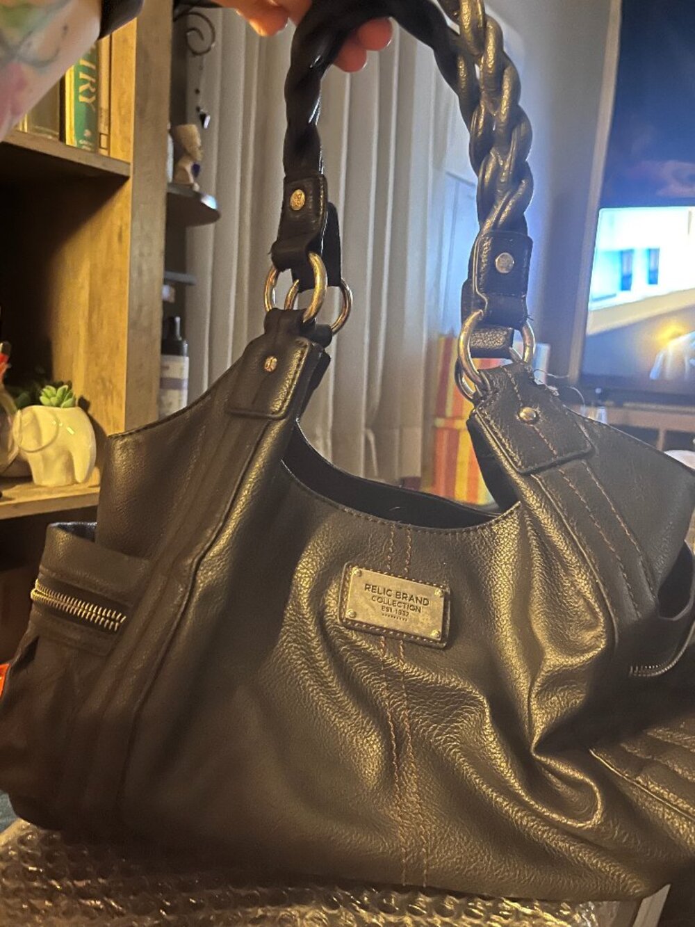 Black Relic Handbag with Braided Straps